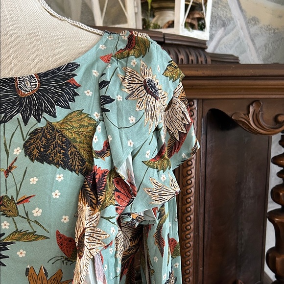 Spartina 449 Teal Floral Long Sleeve Dress - Picture 2 of 7